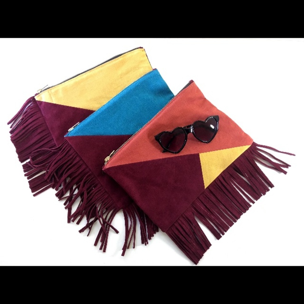 Mosaic Fringe Clutch - Yellow - Picture 5 of 5